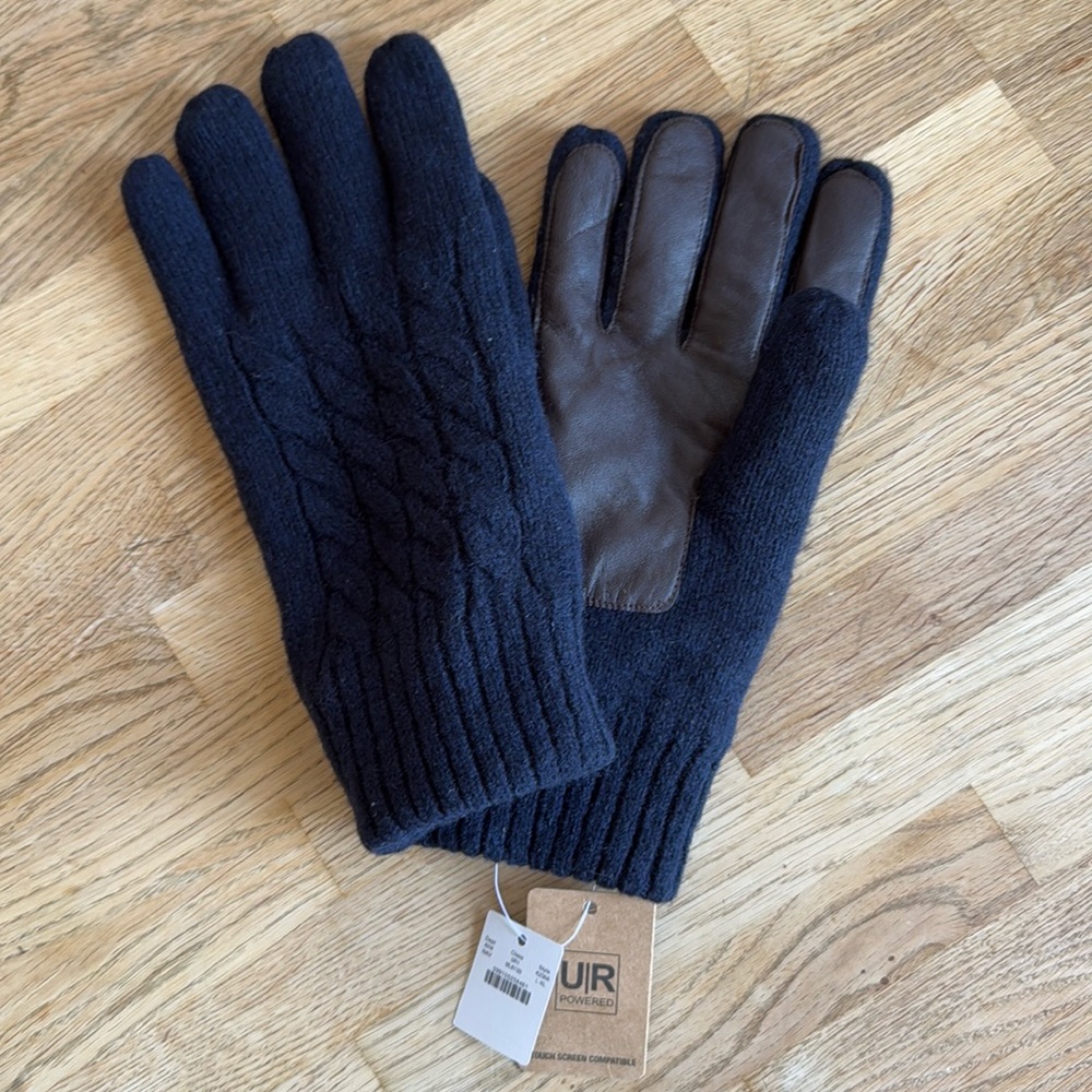 J. Crew Cable-knit gloves K2356 NAVY LARGE-XLARGE
